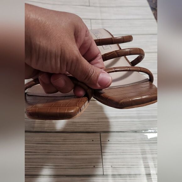 Sol Sana Judith Leather Mule Block Heel in Tan Croc Size 8 - Picture 8 of 10